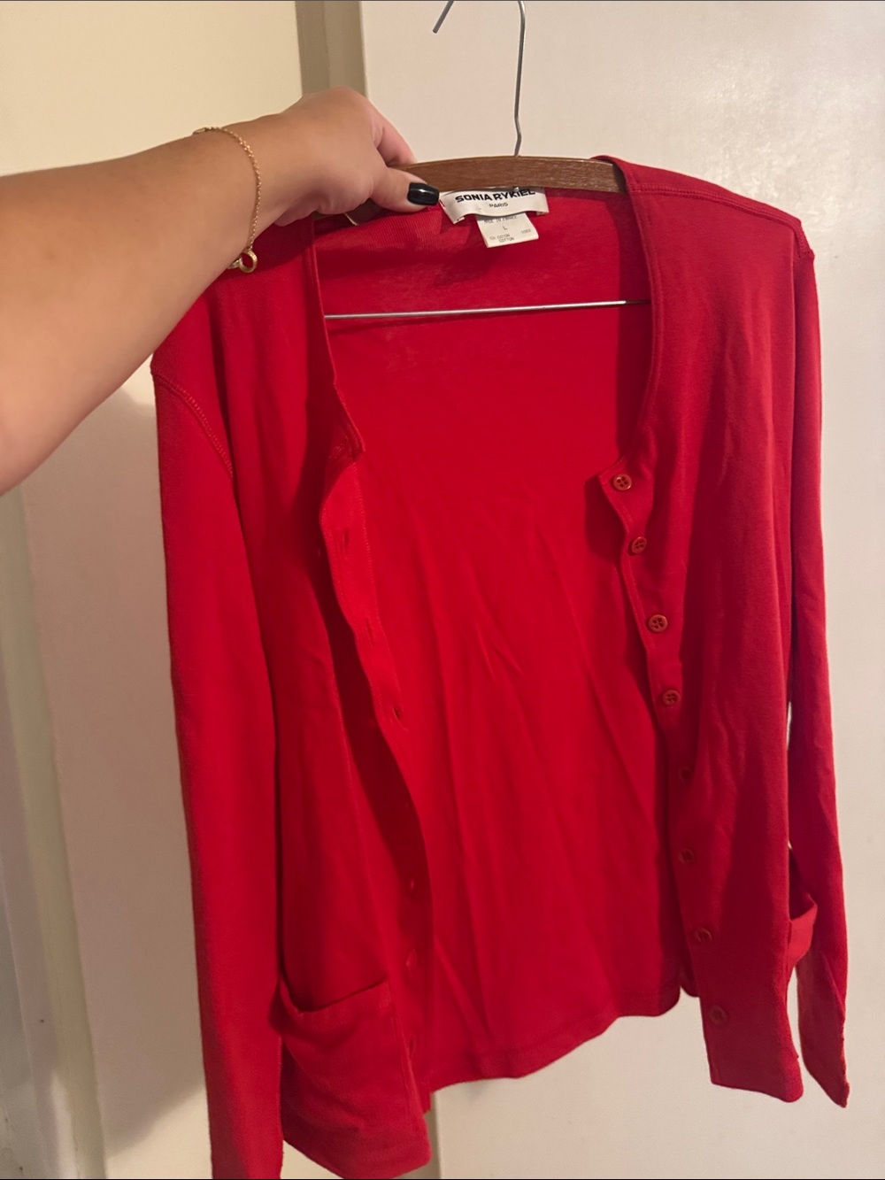 SONIA RYKIEL Red Button-Front Women's Cardigan